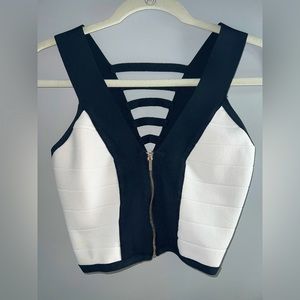 Bebe black and white crop top.